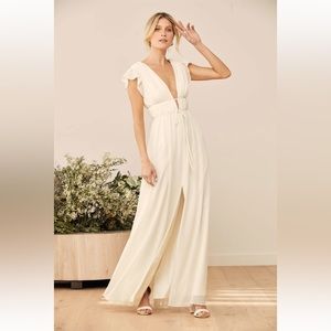 Lulus I'm All Yours Cream Ruffled Maxi Dress